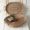 Set of Two Large Oval Wicker Trays