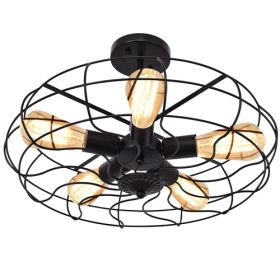 5 Light Modern Black Iron Sphere Modern Chandelier