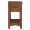 Mission Style 1-Drawer End Table Nightstand in Brown Wood Finish