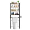 Over the Toilet Storage Freestanding Industrial Metal Wood Shelving Unit