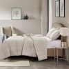 King Size Beige 3 Piece Microfiber Reversible Comforter Set