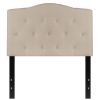 Twin size Beige Fabric Upholstered Button Tufted Headboard