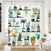 72-in. Watercolor Plants Botanical Floral Flower Pots Succulents Shower Curtain