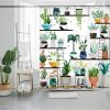 72-in. Watercolor Plants Botanical Floral Flower Pots Succulents Shower Curtain