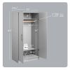 Bedroom Armoire Wardrobe Cabinet with Hanging Rail in Light Grey Wood Finish