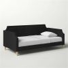Twin size Black Polyester Fabric Upholstered Daybed with Nailhead Trim