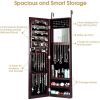 2-in-1 Dark Brown Wall or Door Mounted Jewelry Organizer Full Length Mirror