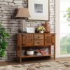 Solid Wood Farmhouse Console Table Buffet Cabinet with Storage Drawers in Brown