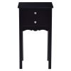 Elegant 2-Drawer End Table Nightstand Side Table in Black Wood Finish