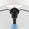 Small Blue Desk Light Table Lamp with White Fabric Shade for Bedside Nightstand