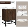 Modern Dark Brown Wood Bathroom Vanity with White Ceramic Sink