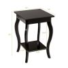 Modern Nightstand End Table with Bottom Shelf in Espresso Wood Finish - Set of 2