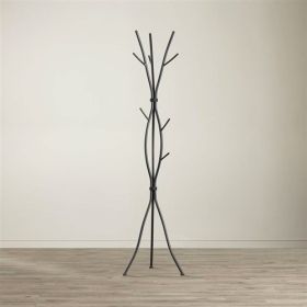 Metal Tree Branch Style Coat Rack with Multiple Hooks in Black