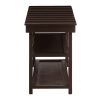 Espresso Brown Wood 2-Shelf Shoe Rack Storage Bench For Entryway or Closet