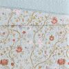 Twin XL 2 Piece Farmhouse Blue Teal Floral Vines Cotton Reversible Quilt Set