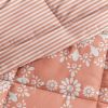 Full/Queen size 3-Piece Clay and White Reversible Floral Striped Comforter Set