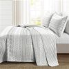 Full/Queen Scandinavian Chevron Grey White Reversible Cotton Quilt Set
