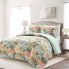 King Size Coastal Blue Stripe Reversible Cotton Quilt Set