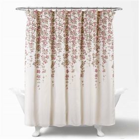 72-inch Tan Purple Grey Floral Flowers Shower Curtain