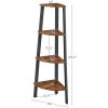 Narrow 3-Shelf Corner Shelving Unit Plant Stand Bookcase in Brown Black Wood