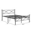 Full Size Modern Black Metal Platform Bed Frame with Headboard and Footboard
