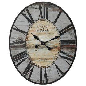 Gray Oversized Distressed Paris Wood Wall Clock
