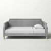 Twin size Grey Polyester Fabric Upholstered Daybed with Nailhead Trim