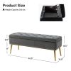 Mid-Century Modern End of Bed Storage Bench with Gray Velvet Seat and Gold Legs