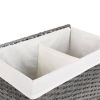 Grey PP Rattan 29-Gal Laundry Hamper Basket w/ 2-Compartment Washable Liner Bag