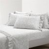 King size Grey Ruffle Floral Polyester 6 Piece Sheet Set