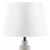 Small Grey Desk Light Table Lamp with White Fabric Shade for Bedside Nightstand
