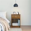 Rusic Brown Oak Farmhouse 1-Drawer Bedroom Nighstand with Open Shelf