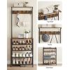 Modern Industrial Style Hall Tree Coat Rack Entryway Shoe Rack with 4 Shelves