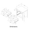 Modern Washed Pine 2 Drawer Nightstand Cubby Storage Shelf
