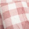 King Size Plaid Soft Faux Fur Comforter Set Pink Blush