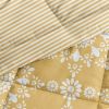 King Size 3 Piece Yellow Reversible Daisy Medallion Stripped Comforter Set