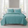 King Coastal Beach Starfish Seashell Seahorse Aqua Blue Teal 3-Piece Quilt Set