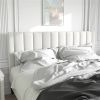 King size White Velvet Upholstered Platform Bed Frame with Headboard