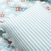 Full/Queen size Vintage Rose Ruffle Edge Light Quilt Set in Blue White and Pink