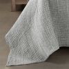 Full/Queen Size 3-Piece Reversible Cotton Yarn Woven Quilt Set in Grey Cream