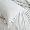 Full Size Grey Stone Washed Ruffled Edge Microfiber Comforter Set