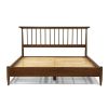 Queen Size Hardwood Mid Century Platform Bed Frame with Headboard in Walnut