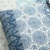 Full/Queen Lightweight 3 Piece Reversible Botanical Blue Damask Quilt Set