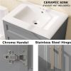 Modern Gray Wood Finish Bathroom Vanity with White Ceramic Sink