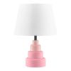 Small Pink Desk Light Table Lamp with White Fabric Shade for Bedside Nightstand