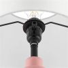 Small Pink Desk Light Table Lamp with White Fabric Shade for Bedside Nightstand