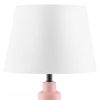 Small Pink Desk Light Table Lamp with White Fabric Shade for Bedside Nightstand