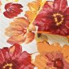 Full/Queen Red Orange Flowers Lightweight Polyester Microfiber Quilt Set