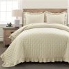 King Size Lightweight Yellow Ruffle Reversible Oversized 3 Piece Quilt Set
