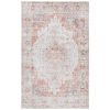 6 ft. x 9 ft. Traditional Persian Style Washable Boho Light Grey Red Area Rug